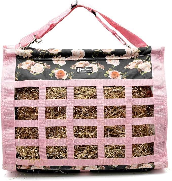 Jeffers Expression Extend Feed Hay Bag for Livestock – Durable 600D Waterproof Hay Feeder for Horse, Cattle, Goat, & Sheep, Top Loading Design w/Mesh Bottom, Farming Essentials, Rose Garden