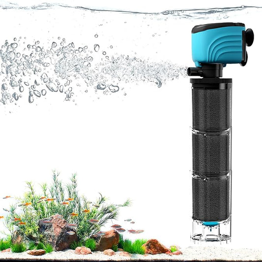 Internal Aquarium Filter, Upgraded 100–300 Gallon Fish Tank Filters, 660GPH Submersible Whisper Pump for Large Turtle Tanks & Small Pond, Debris Tray, Check Valve, Fresh & Saltwater
