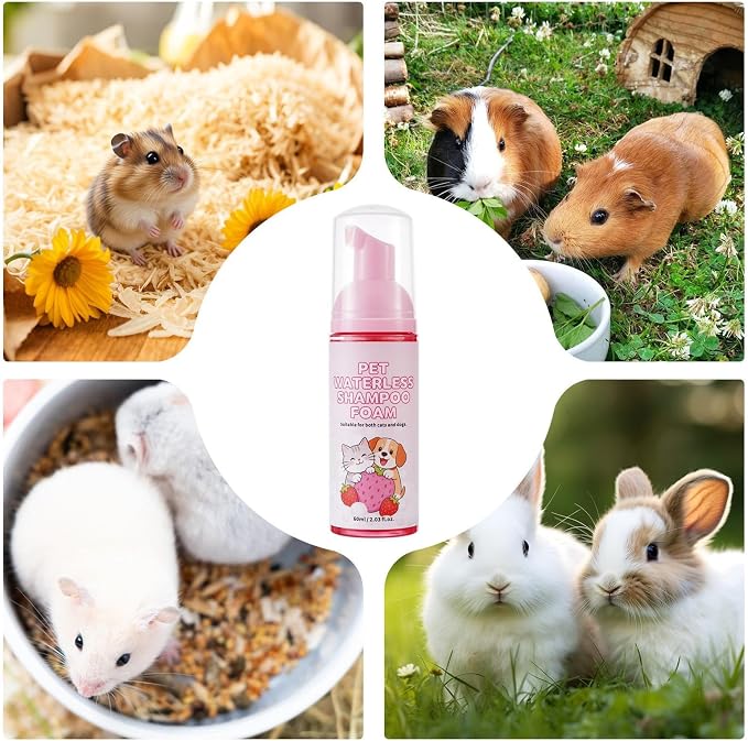 Rabbit Shampoo Mousse, 3.6x10cm Waterless Cleaning Foam, Small Pet Washing Solution for Grooming, Hygiene, Furs, Maintenance, Rabbits, Guinea Pigs