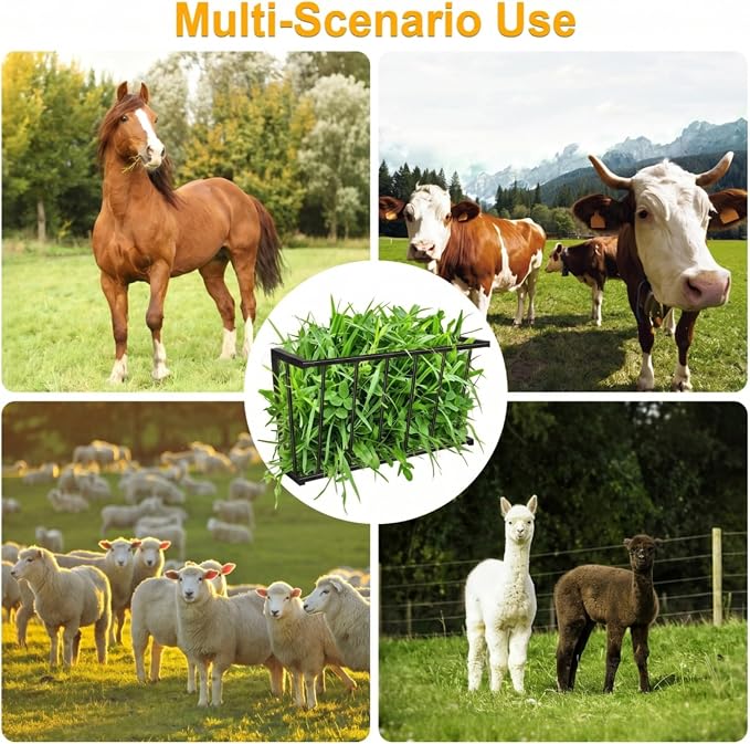 Wall Mount Hay Rack, 30" Steel Hay Feeder& Blanket Holder,20 Gallon Capacity Livestock Feeder for Goats, Sheep and Storage
