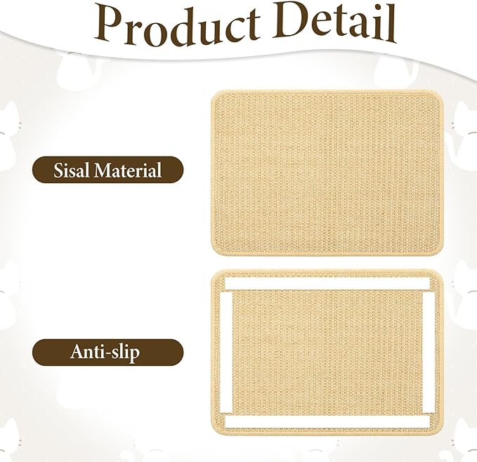 SHENLIU 4Pcs Bunny Scratch Pads, 16"x12" Sisal Rabbit Scratching Pad Claws and Teeth Care Rabbit Mats for Cages Chew Toys Bunny Pet Cage Bedding