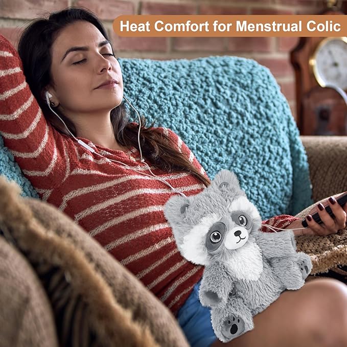 SuzziPals Heatable & Coolable Raccoon Stuffed Animal, Microwavable Heating Pad Plushies for Soothing & Relaxation, Heated Stuffed Animals with Lavender Scented, Raccoon Gifts