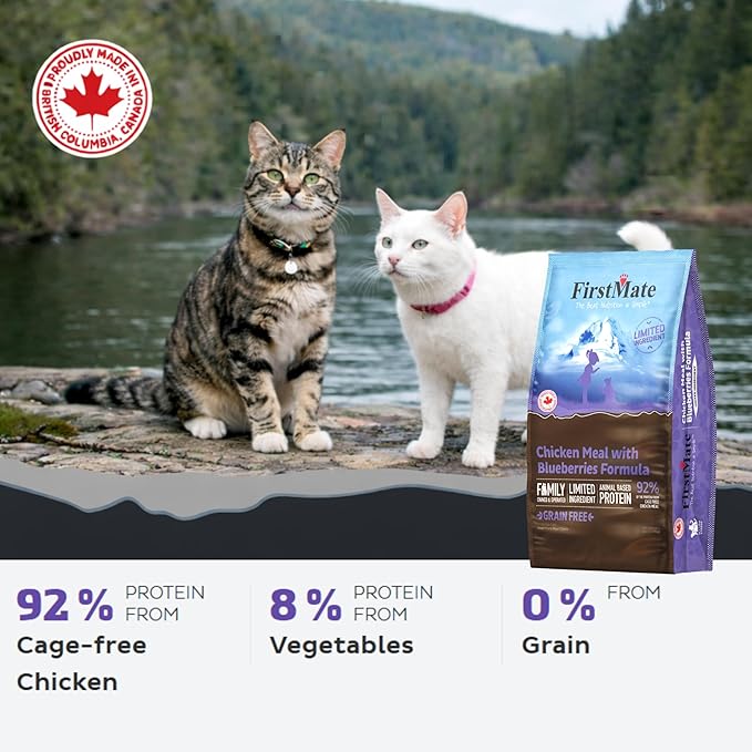 FirstMate Pet Foods Dry Cat Food – Chicken Meal with Blueberries Formula – Grain Free Limited Ingredient Recipe for Cats & Kittens, All Life Stages – 3.96 lb Bag