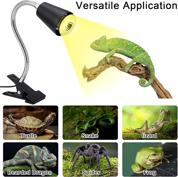 Reptile Heat Lamps, UVA/UVB Turtle Heat Lamp,Turtle Aquarium Light Bulbs, Heating Lamps with Cycle Timer, 360° Rotatable Heat Lamp for Lizard Turtle Snake Aquarium Aquatic Plants,2 Heat Bulbs