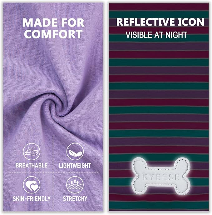 KYEESE 2Pack Dog Shirt, Soft Striped Dogs T Shirts, Lightweight Pet Tank Top, Sleeveless Dog Shirt for Large Dogs, Stretchy Comfortable Pet Vest, Purple+Blue Striped, 3XL