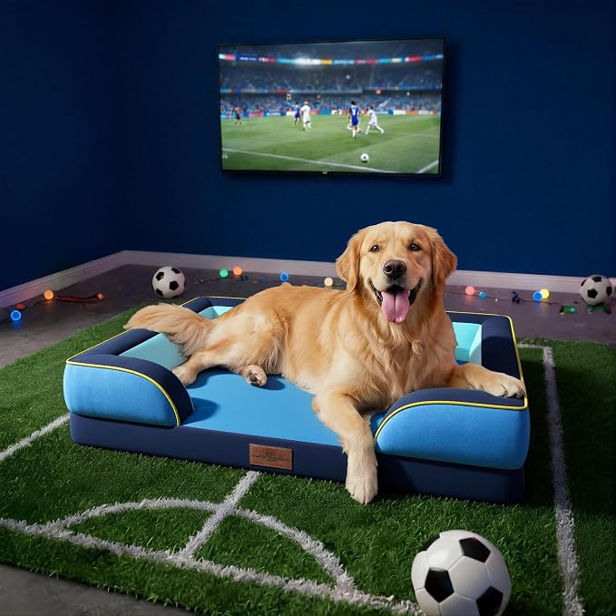 Comfort Expression Orthopedic Dog Beds for Large Sized Dog with Bolster | Waterproof Dog Couch Bed with Washable Cover & Non-Slip Bottom, Supportive Egg Crate Foam Large Pet Bed, 36x27 Inch