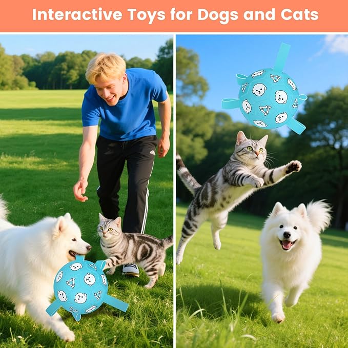 Dog Toys Soccer Ball with Straps, Dog Soccer Ball with Tabs, Dog Toys for Tug of War, Floating Water Puppy Toys for Indoor/Outdoor – Fun Dog Birthday Gift for Small Medium Dogs, 6 Inch