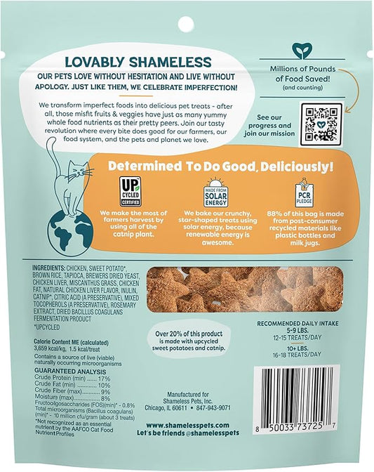 Shameless Pets Crunchy Cat Treats - Catnip Treats for Cats with Digestive Support, Kitten Treats with Real Ingredients, Natural & Healthy Flavored Feline Snacks - Catnip N Chill Chicken Liver, 1-pk