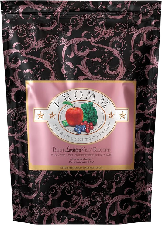 Fromm Four-Star Nutritionals Beef Livattini Veg Cat Food - Premium Dry Cat Food - Beef Recipe - 4 lb