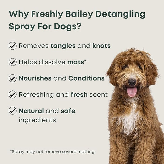 Doodle Detangler Spray - Natural Dog Detangling Spray and Leave in Conditioner for Dogs - Great for Goldendoodle, Poodle, Labradoodle, Bernedoodle - 16 Fl Oz Freshly Bailey