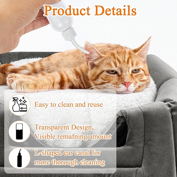 3PCS Empty Plastic Squeeze Bottles for Liquids, 3.38oz Empty Dropper Bottle for Medicated Ear Drops for Dogs with Stickers
