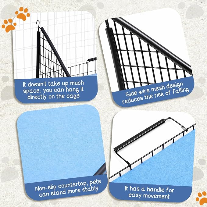 AceOrbit 18 x 12 x 8 Inch Foldable Hanging Rabbit Grooming Table with Non Slip Blue Felt Mat Hooks Handle Small Animal Grooming Kit for Bunny Guinea Pig Chinchilla Ferret Hedgehog Gerbil Cat Supplies