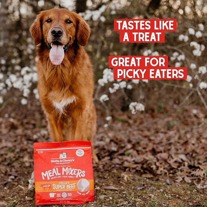 Stella & Chewy's Freeze-Dried Raw Beef Meal Mixers- Dog Food Topper and Mixer - Made with 95% Grass-Fed Beef, Organs & Bone - Perfect for Picky Eaters - Grain-Free - 1 oz (Pack of 2)