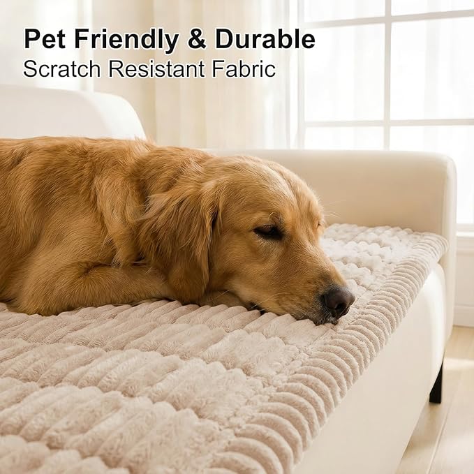 Smiry Couch Cover for Dogs, Non Slip Washable Sofa Protector for Pets, Soft Furniture Cover for Pet, Stylish Sofa Covers, Cozy Protect Against Fur, Dirt & Everyday Messes (Apricot, 27.6" x 88")