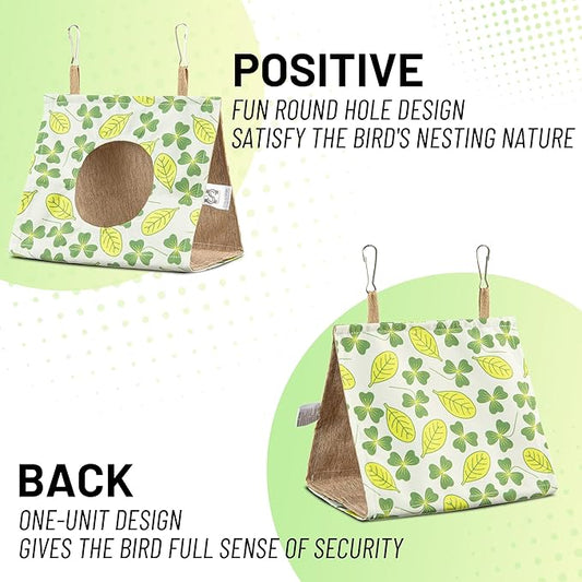 Bird Hut Parrot Bed Hanging Hammock Tent, Summer Breathable Bird Nest Snuggle Hut for Small Parrots, Budgerigar, Parakeet, Conure, Cockatiel, Mynah, Love Birds, Finches (Yellow, S)