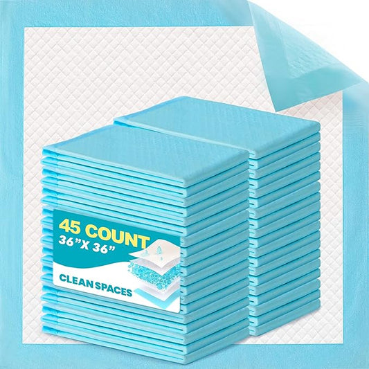CLEAN SPACES Disposable Bed Pads for Adult 36" x 36", Chucks Pads Underpads Bed Liner for Incontinence, Extra Large Puppy Pads / Dog Pee Pads / Wee Wee Pads for Training, XL, 45 Count