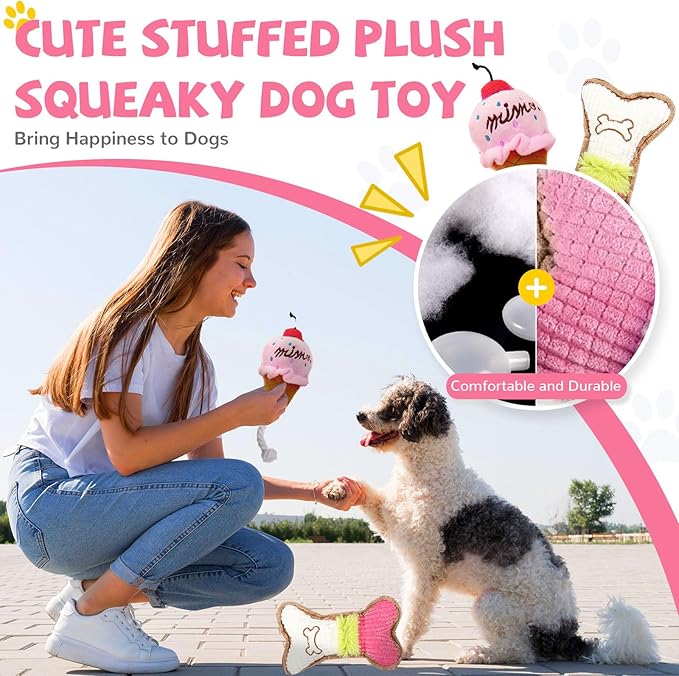 BAEJMJK 6 Pack Puppy Teething Toys Pink Small Breed Dog Chew Toys with Rope Cute Soft Rubber Puppy Toys Set for Cleaning Teeth Interactive Pet Doggy Bone Toys