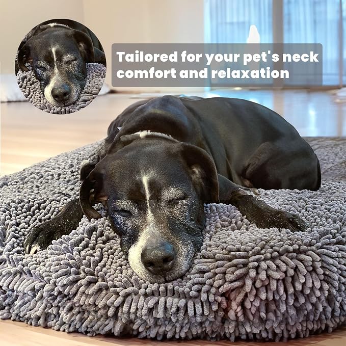 Muddy Mat®Cloud K-9 Bed for Dogs & Cats, Soft & Relaxing Round Dog Bed, Chenille Material, Removable Cover, Washable & Dryer Safe–Grey Medium(35'x35')