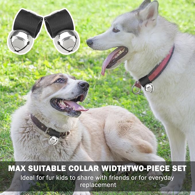 SCENEREAL Large Bell for Dog Collar, 2 Pack 1.5" Extra Loud Collar Bells for Cats and Dogs Training, Hiking, Walking, Hunting, Pet Tracker, Pet Bell for Save Wildlife and Birds Silver