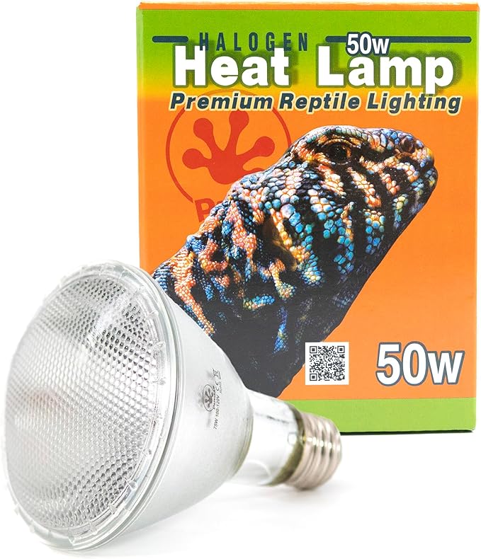 Pangea 50W Halogen Heat Lamp for Reptiles - Warming UVA and Infrared Light for Turtles, Tortoises, Bearded Dragons - Heating Bulb Terrarium Accessories, Designed for Ceramic Sockets (50 Watt)