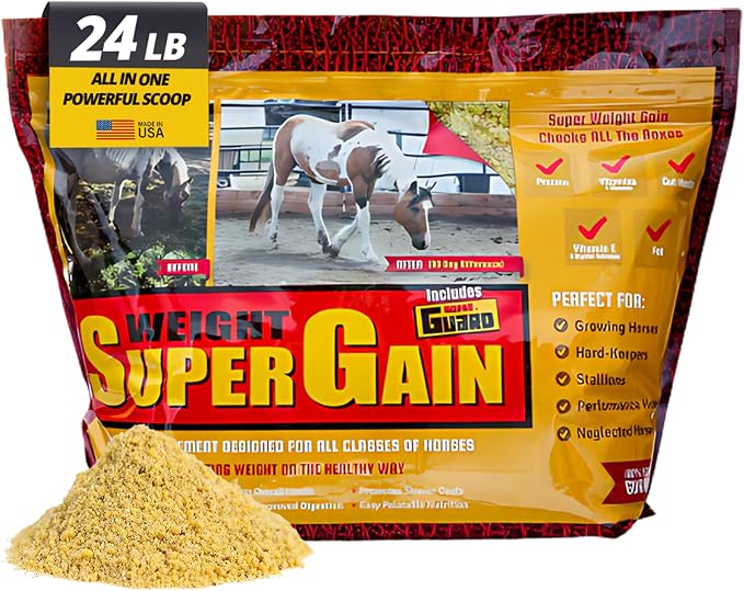 Horse Guard Super Weight Gain 24 lb – 3-in-1 Horse Weight Gain Supplement with Full-Fat Soy, Probiotics & Vitamins – Supports Digestion, Coat & Muscle Health – 48 Servings