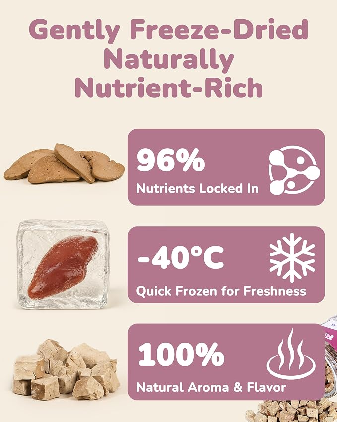 PAWUP Freeze Dried Duck Liver Cat Treats, Dog Liver Treats, High Protein Snack for Dogs, Cats, Healthy Single Ingredient, Rawhide Free, Grain Free, 4.6 oz