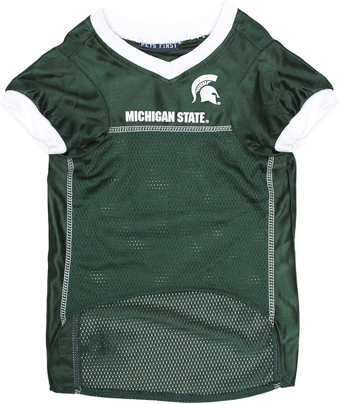 Pets First NCAA College Michigan State Spartans Mesh Jersey for DOGS & CATS, X-Large. Licensed Dog Jersey with your Favorite Football/Basketball College Team