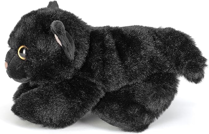 Wild Republic Black Cat Stuffed Animal, Plush Toy, Gifts for Kids, Hug'Ems 7 Inches