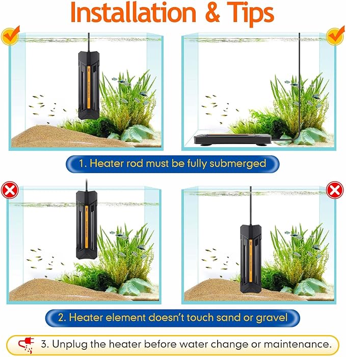 hygger 300W Aquarium Heater with Controller, Adjustable & Submersible Fish Tank Heater with Digital Display Safety Triple Protection Beeping Alarm for Saltwater and Freshwater 40-80 Gallon