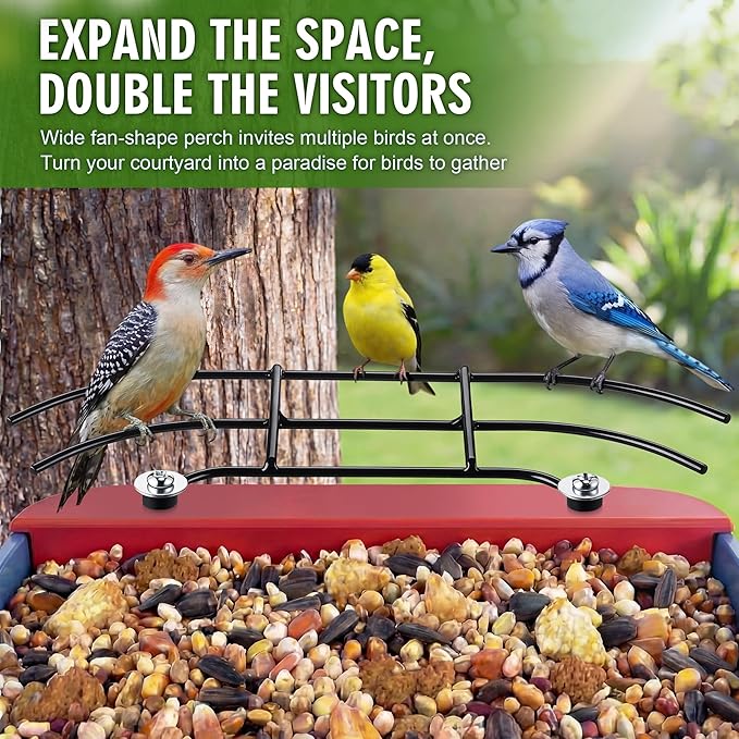 Hohean Metal Perch Extender Compatible with Bird Buddy Smart Feeder - Weatherproof Fan Shaped Perch Accessory with Installation Screws, Ideal for Multiple & Clear Bird Photos