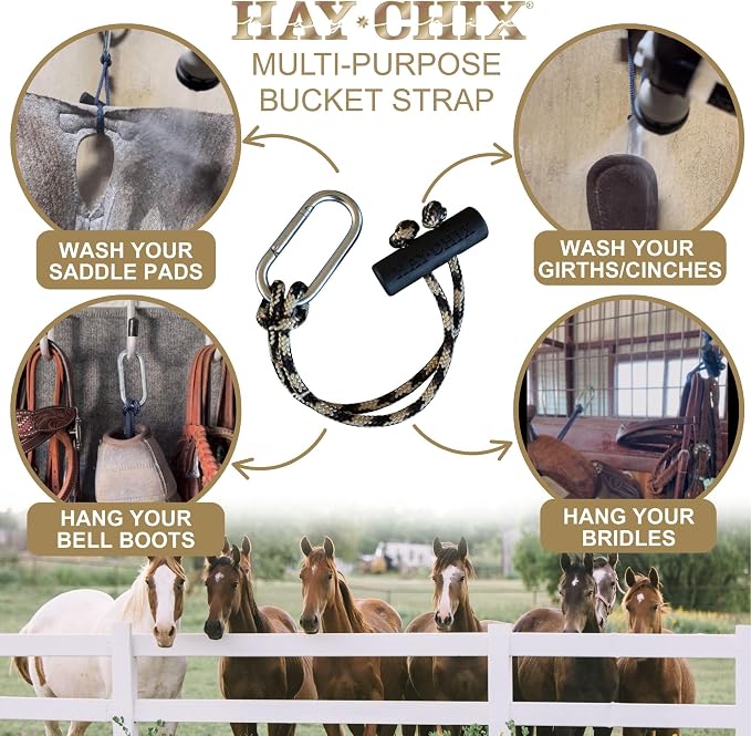 Water Bucket Straps for Horses | Hay Chix Adjustable Bucket Hangers for Horse Stalls | Horse Show Supplies | Durable and Versatile Strap for Stables and Barn Organization | 14 inches, Leopard