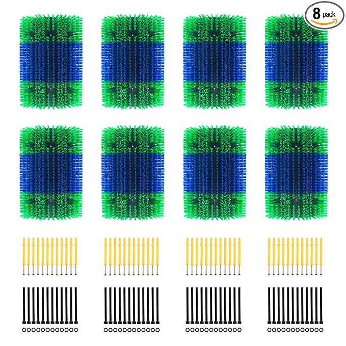 Extra Large Size Livestock Scratching Brush, Upgraded Horse/Goat/Cow/Cattle Scratcher Brush for Grooming, Itch Relief Horse Scratcher Brushes Kit with Two Sets of Mounting Screws(8-Pack,Green)