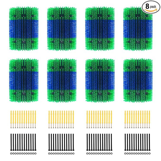 Extra Large Size Livestock Scratching Brush, Upgraded Horse/Goat/Cow/Cattle Scratcher Brush for Grooming, Itch Relief Horse Scratcher Brushes Kit with Two Sets of Mounting Screws(8-Pack,Green)