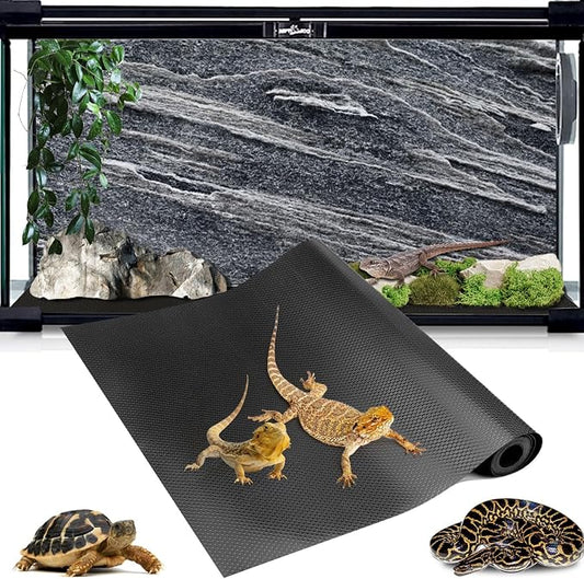 120 Gallon Reptile Terrarium Mat, Bearded Dragon Liner for 4x2x2 Enclosure | Bearded Dragon Tank Accessories 24 inch X 144 inch, Reptile Flooring Substrate Carpet Bedding for Leopard Gecko,Lizard, Black