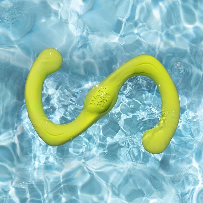 West Paw Zogoflex Bumi Dog Tug Toy – S-Shaped, Lightweight Chew Toys for Fetch, Play, Pet Exercise – Tug of War Soft Flinging Squishy Chewy Toy for Dogs – Guaranteed, Latex-Free, Small, Granny Smith