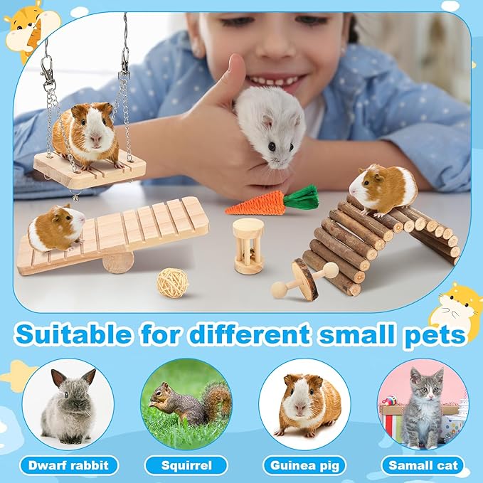 Youyole 13 Pcs Guinea Pig Starter Kit Hamster Toys Bed Guinea Pig Cage Accessories with Tunnel Grass Mats Pet Food Bowl for Christmas Chinchillas Hedgehogs Ferrets Rabbit Hideout Essentials(Red)
