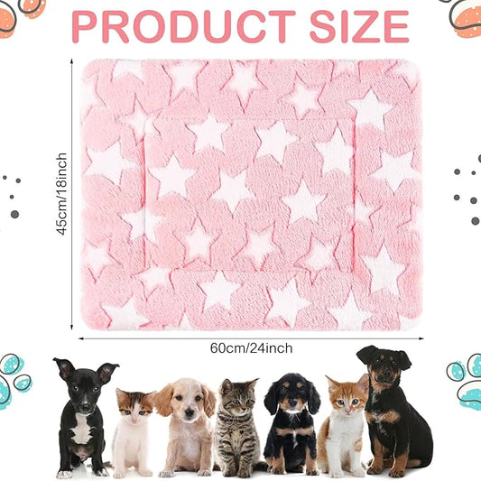 Haull 4 Pcs Waterproof Guinea Pig Bedding Guinea Pig Bed Plush Cage Liners Soft Rabbit Dog Crate Pad Cat Mat Reversible Cozy Animal Pee Pad Hamster Bunny Mat Accessory(Cute Star,18 x 24 Inch)