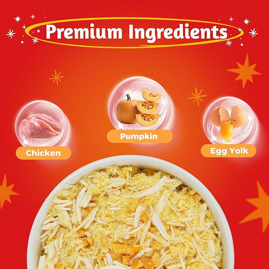 Just Try 8 OZ Pumpkin Freeze Dried Cat & Dog Food Toppers Mixers Low Calorie with Real Chicken Egg Yolk, High Protein Food Toppers Digestive Support