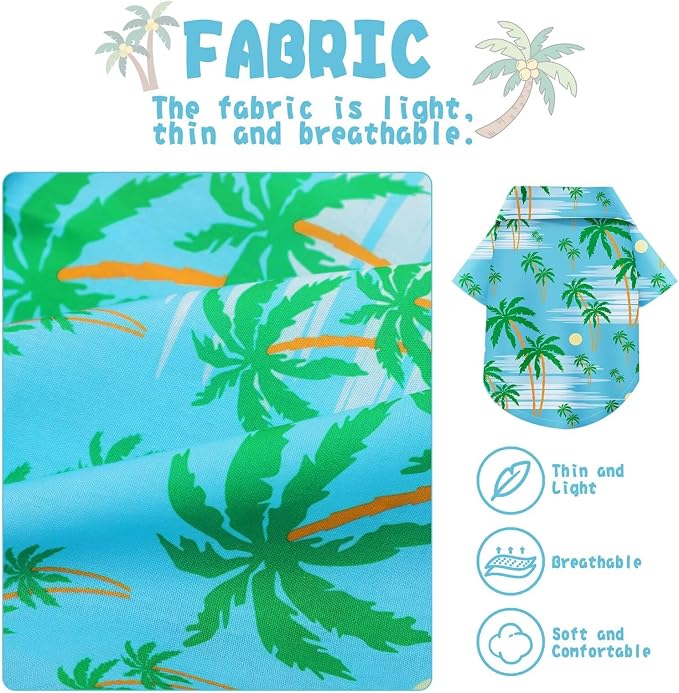 Hawaiian Dog Shirt – Lightweight and Breathable Summer T-Shirt with Tropical Prints, Fun Beach Outfit for Small, Medium, and Large Dogs, Perfect for Hot Days and Outdoor Vacation.Tree M