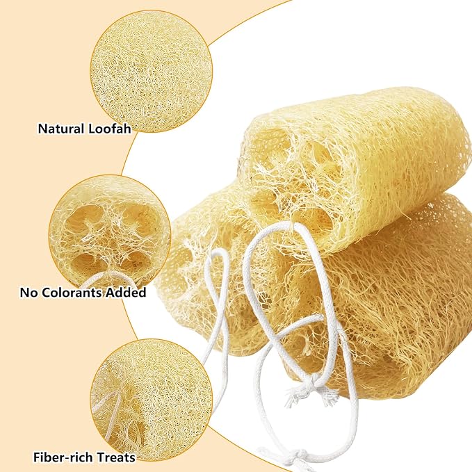 4 Pcs Rabbit Chew Toys Natural Bunny Loofah Chew Toy Chinchilla Teeth Grinding Toys Guinea Pig Fibre-Rich Treats Enrichment Bunny Accessories for Rabbits Hamster (L)