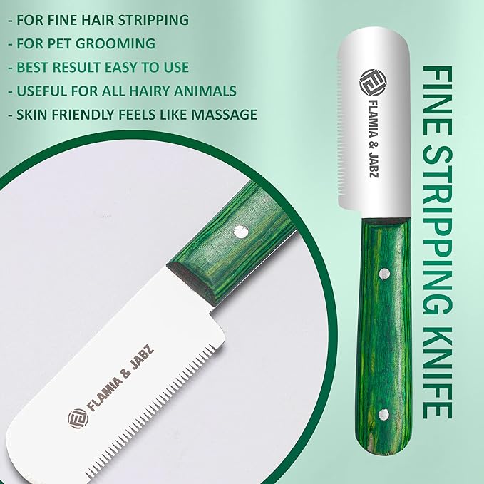 FJ Professional Stripping Knife, Right handed, 3 inch blade (Stainless Steel) (Fine, Green)