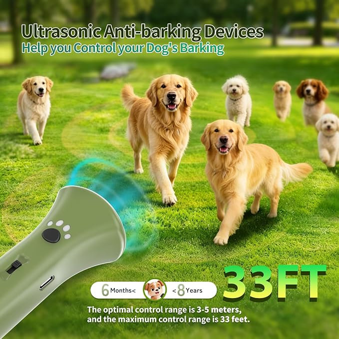 Dog Bark Deterrent Devices,Ultrasonic Anti Barking Device for Dogs, Portable Dog Training Device,Stopping Own or Neighbor's Dog Barking,Safe & Effective for Indoor & Outdoor Use(Green)