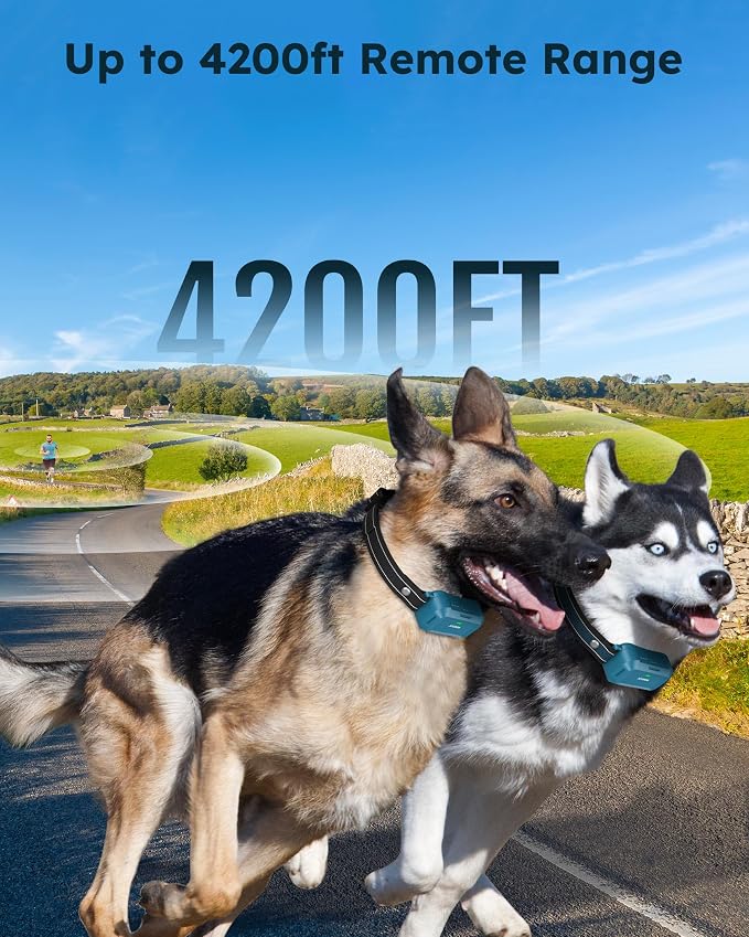 Dog Shock Collar 2 Dogs - 4200FT Dog Training Collars with Remote, IPX8 Waterproof E-Collar for Dogs Training Rechargeable e-Collars for Large Medium Small Dogs (10-120lbs)
