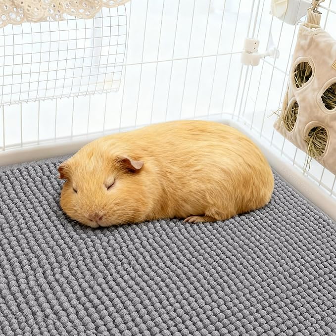 Mygeromon Guinea Pig Cage Liner Washable 23×15 Inch Rabbit Bedding Mat Reusable Bunny Pads for Small Animal (Grey)