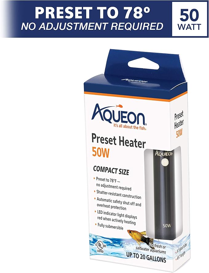 Aqueon Preset Aquarium Heater Black, 50 Watts