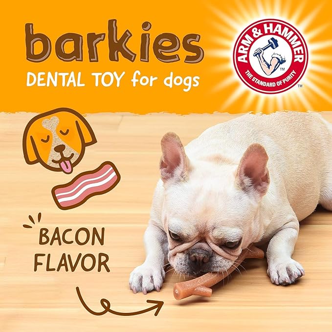 Arm & Hammer for Pets Barkies Tree Branch Compressed Wood Collection, 8 Inch Bacon Flavored Chew Toy for Dogs, Faux Stick, Splinter-Free, Safer Alternative to Chewing Sticks - 2 Pack