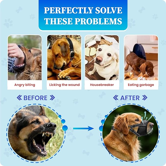 Dog Muzzle for Small Dogs - Soft Nylon Breathable Muzzle for Small Dog with Air Mesh | Adjustable Dogs Muzzles to Prevent Biting | Puppy Mussels for Grooming Barking Chewing Allows Panting Drinking