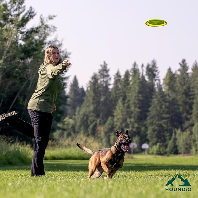 Playology HOUND2O Dog Toys | Reflective Flyer Toy Frisbee for Dogs | Green Outdoor Dog Toy for Fetch