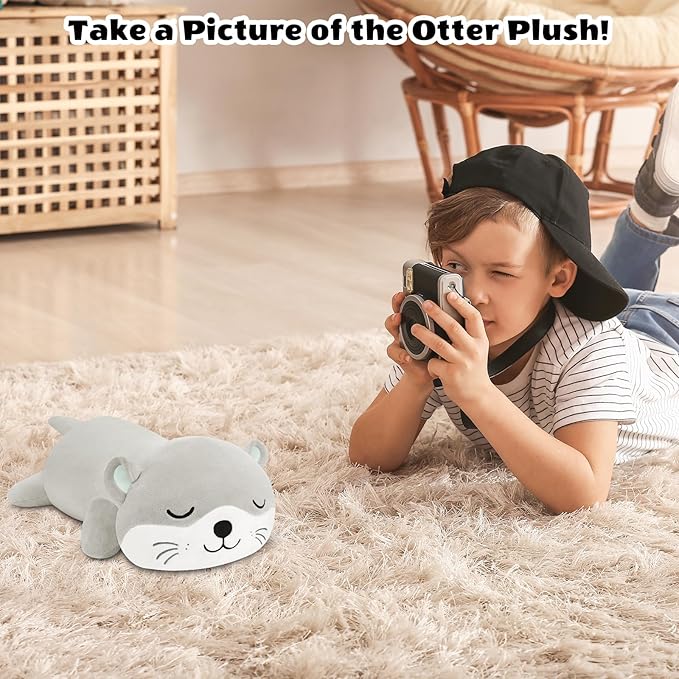 Finebee Weighted Otter Stuffed Animals, Cute Weighted Otter Plush, Soft Stuffed Weighted Plushie Birthday for Kids & Adults (9.8" 0.8Lbs)