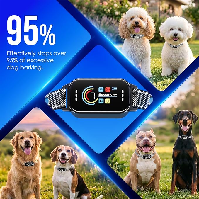 Dog Bark Collar 2 Pack, Auto Anti Barking Collar for Large Medium Small Dogs 11-120lbs, 7 Sensitivity Levels, 5 Safe Training Modes, Humane Bark Training Collar